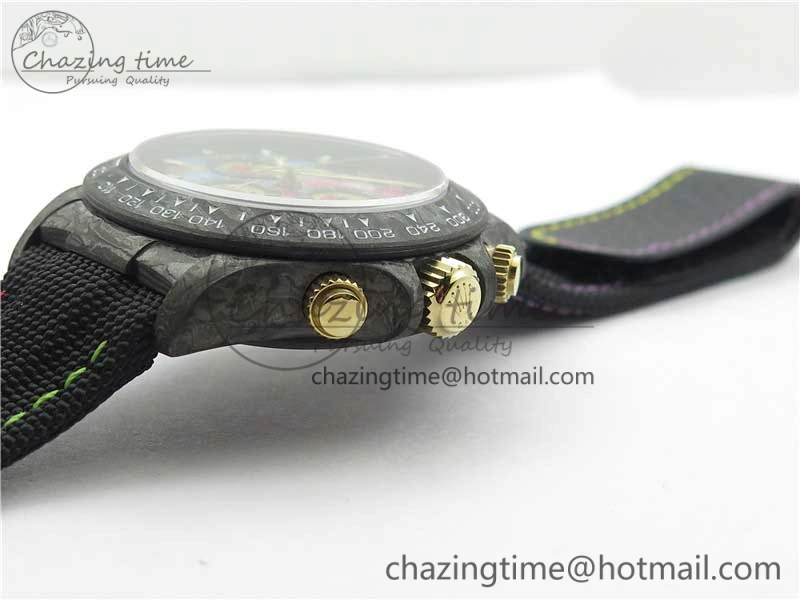 Daytona Diw Carbon WWF Best Edition Black Pink Dial On Nylon Strap A7750 V2