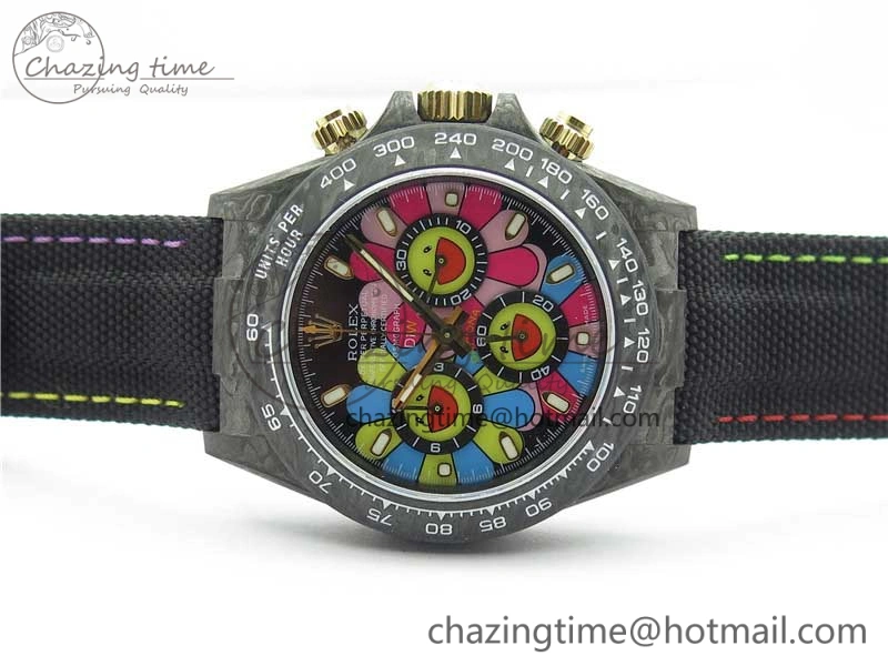 Daytona Diw Carbon WWF Best Edition Black Pink Dial On Nylon Strap A7750 V2