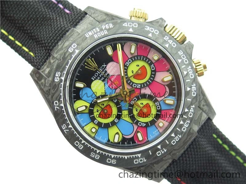 Daytona Diw Carbon WWF Best Edition Black Pink Dial On Nylon Strap A7750 V2