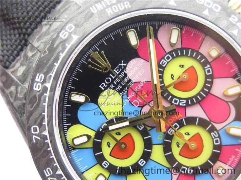 Daytona Diw Carbon WWF Best Edition Black Pink Dial On Nylon Strap A7750 V2