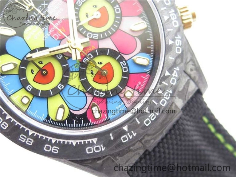 Daytona Diw Carbon WWF Best Edition Black Pink Dial On Nylon Strap A7750 V2