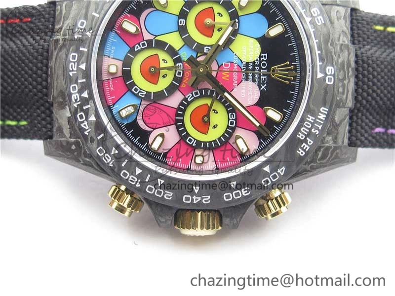 Daytona Diw Carbon WWF Best Edition Black Pink Dial On Nylon Strap A7750 V2