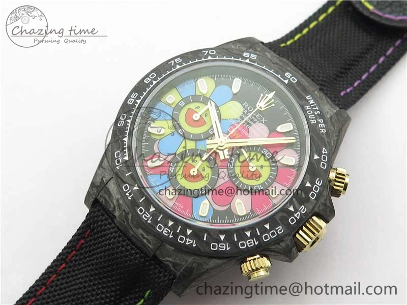 Daytona Diw Carbon WWF Best Edition Black Pink Dial On Nylon Strap A7750 V2