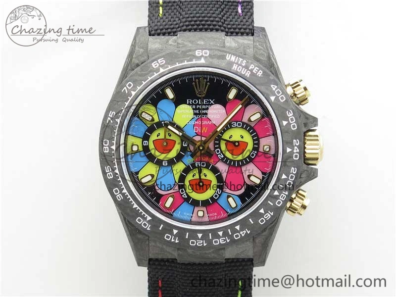 Daytona Diw Carbon WWF Best Edition Black Pink Dial On Nylon Strap A7750 V2