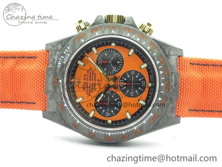 Daytona Diw Carbon WWF Best Edition Orange Dial On Orange Nylon Strap A7750 V2