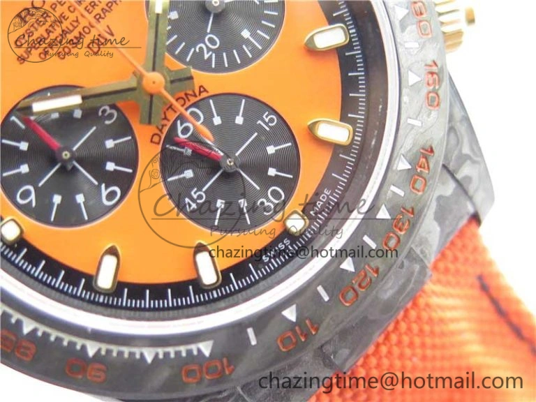 Daytona Diw Carbon WWF Best Edition Orange Dial On Orange Nylon Strap A7750 V2