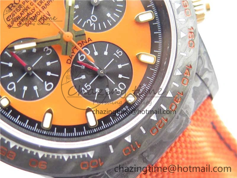 Daytona Diw Carbon WWF Best Edition Orange Dial On Orange Nylon Strap A7750 V2