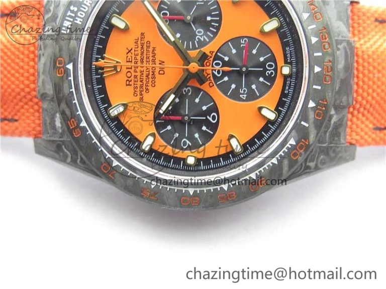 Daytona Diw Carbon WWF Best Edition Orange Dial On Orange Nylon Strap A7750 V2