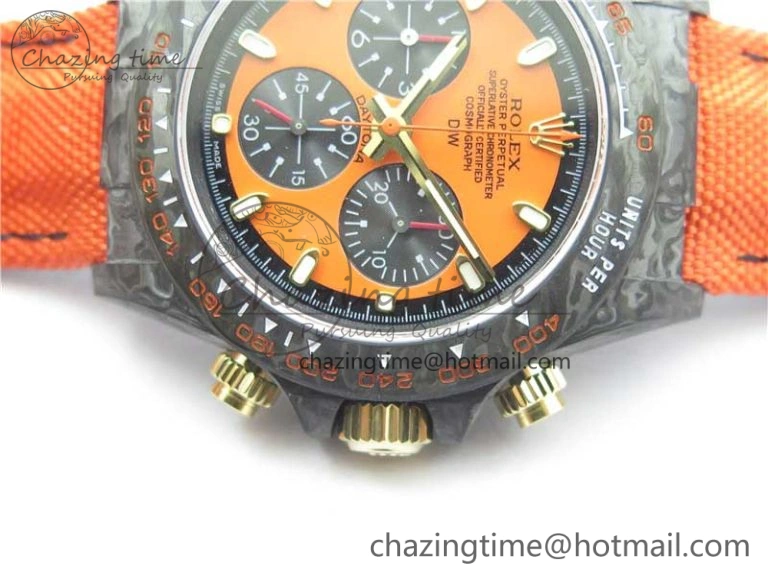 Daytona Diw Carbon WWF Best Edition Orange Dial On Orange Nylon Strap A7750 V2
