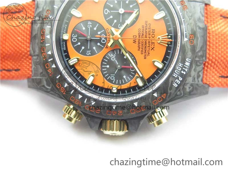 Daytona Diw Carbon WWF Best Edition Orange Dial On Orange Nylon Strap A7750 V2