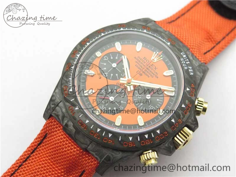 Daytona Diw Carbon WWF Best Edition Orange Dial On Orange Nylon Strap A7750 V2