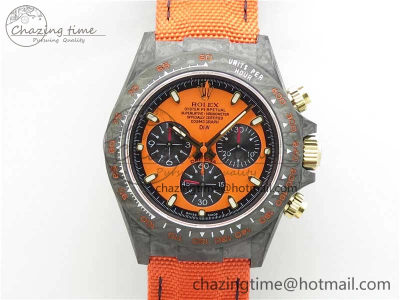 Daytona Diw Carbon WWF Best Edition Orange Dial On Orange Nylon Strap A7750 V2