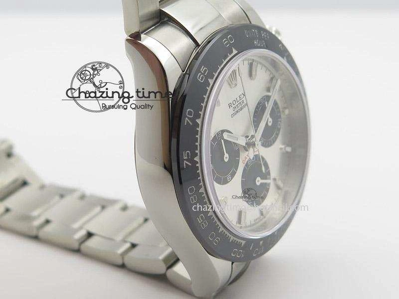 Daytona JF 1:1 Best Edition Black Ceramic Bezel Silver Dial On SS Bracelet A7750