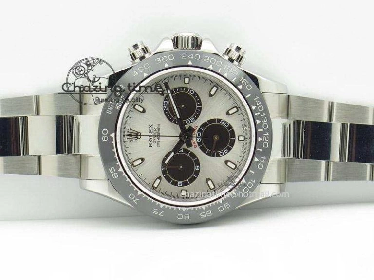 Daytona JF 1:1 Best Edition Black Ceramic Bezel Silver Dial On SS Bracelet A7750