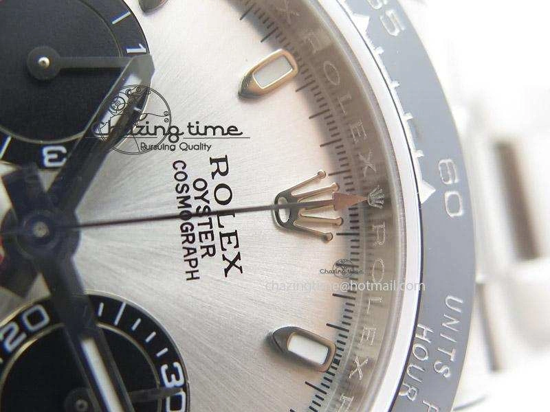 Daytona JF 1:1 Best Edition Black Ceramic Bezel Silver Dial On SS Bracelet A7750
