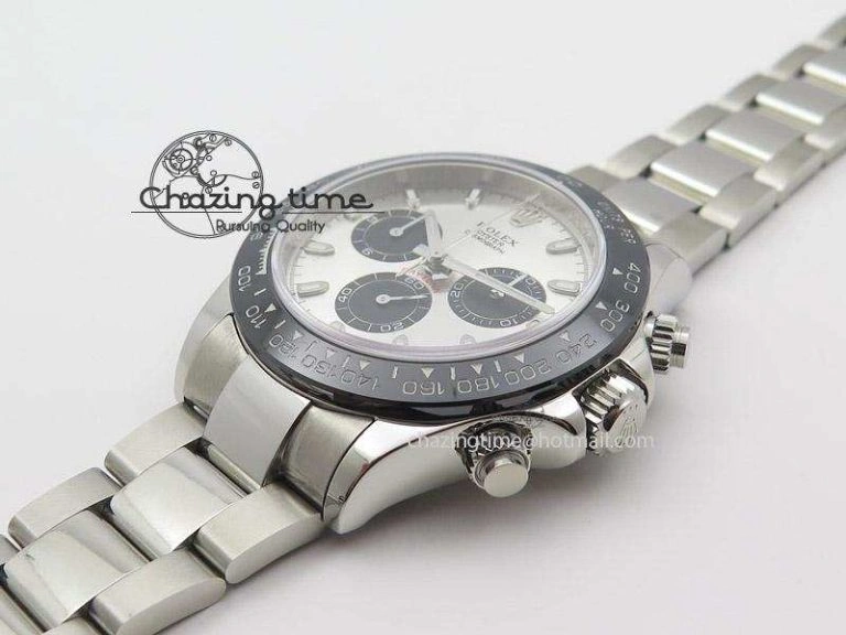 Daytona JF 1:1 Best Edition Black Ceramic Bezel Silver Dial On SS Bracelet A7750