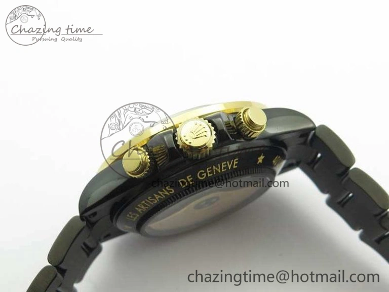 Daytona Kravitz YG DLC BP Maker Best Edition Black Dial On DLC Bracelet A4130 (Free Leather Strap)