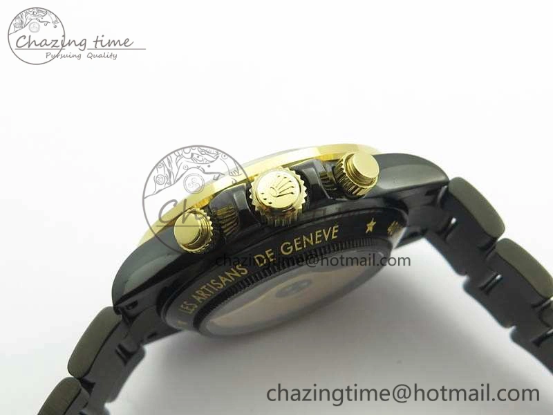 Daytona Kravitz YG DLC BP Maker Best Edition Black Dial On DLC Bracelet A4130 (Free Leather Strap)