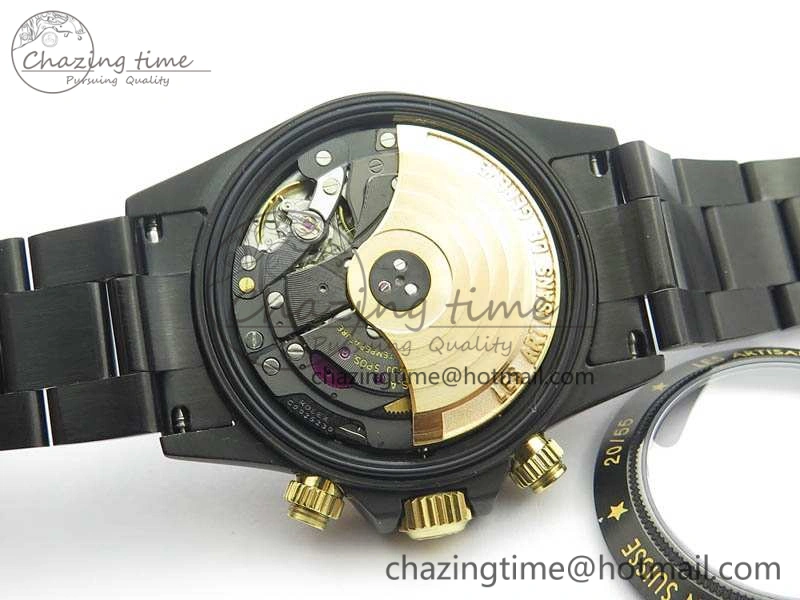 Daytona Kravitz YG DLC BP Maker Best Edition Black Dial On DLC Bracelet A4130 (Free Leather Strap)