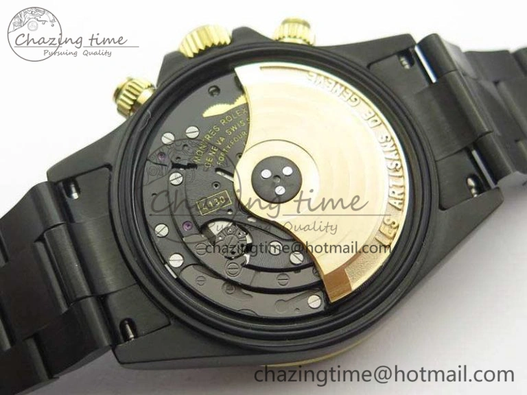 Daytona Kravitz YG DLC BP Maker Best Edition Black Dial On DLC Bracelet A4130 (Free Leather Strap)