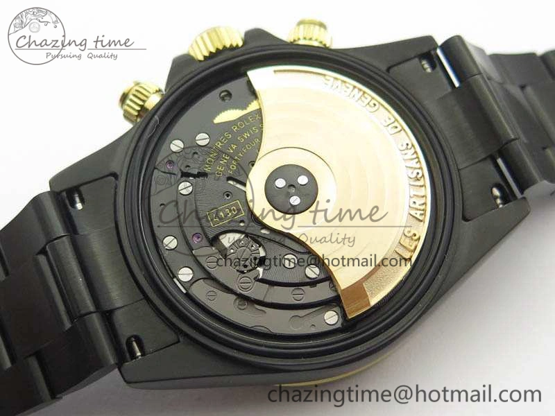 Daytona Kravitz YG DLC BP Maker Best Edition Black Dial On DLC Bracelet A4130 (Free Leather Strap)