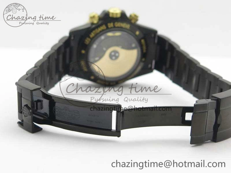 Daytona Kravitz YG DLC BP Maker Best Edition Black Dial On DLC Bracelet A4130 (Free Leather Strap)