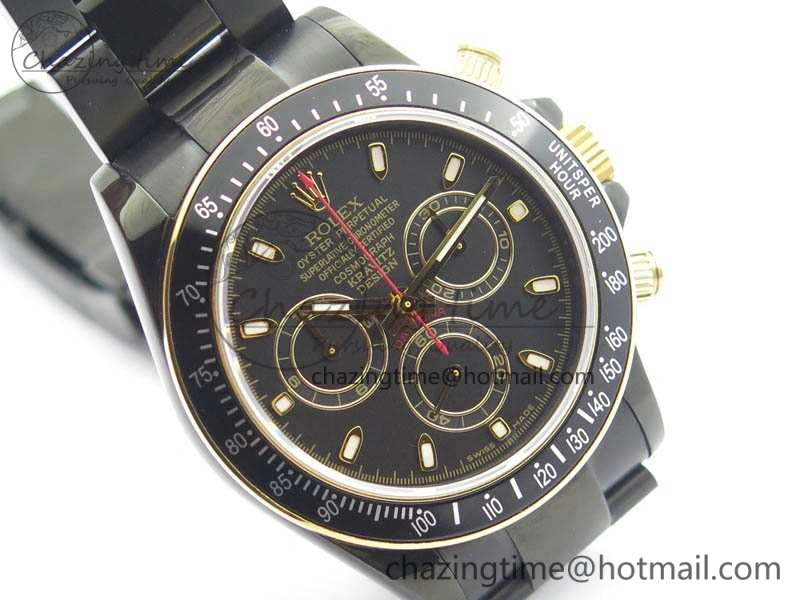 Daytona Kravitz YG DLC BP Maker Best Edition Black Dial On DLC Bracelet A4130 (Free Leather Strap)