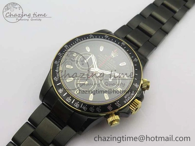 Daytona Kravitz YG DLC BP Maker Best Edition Black Dial On DLC Bracelet A4130 (Free Leather Strap)