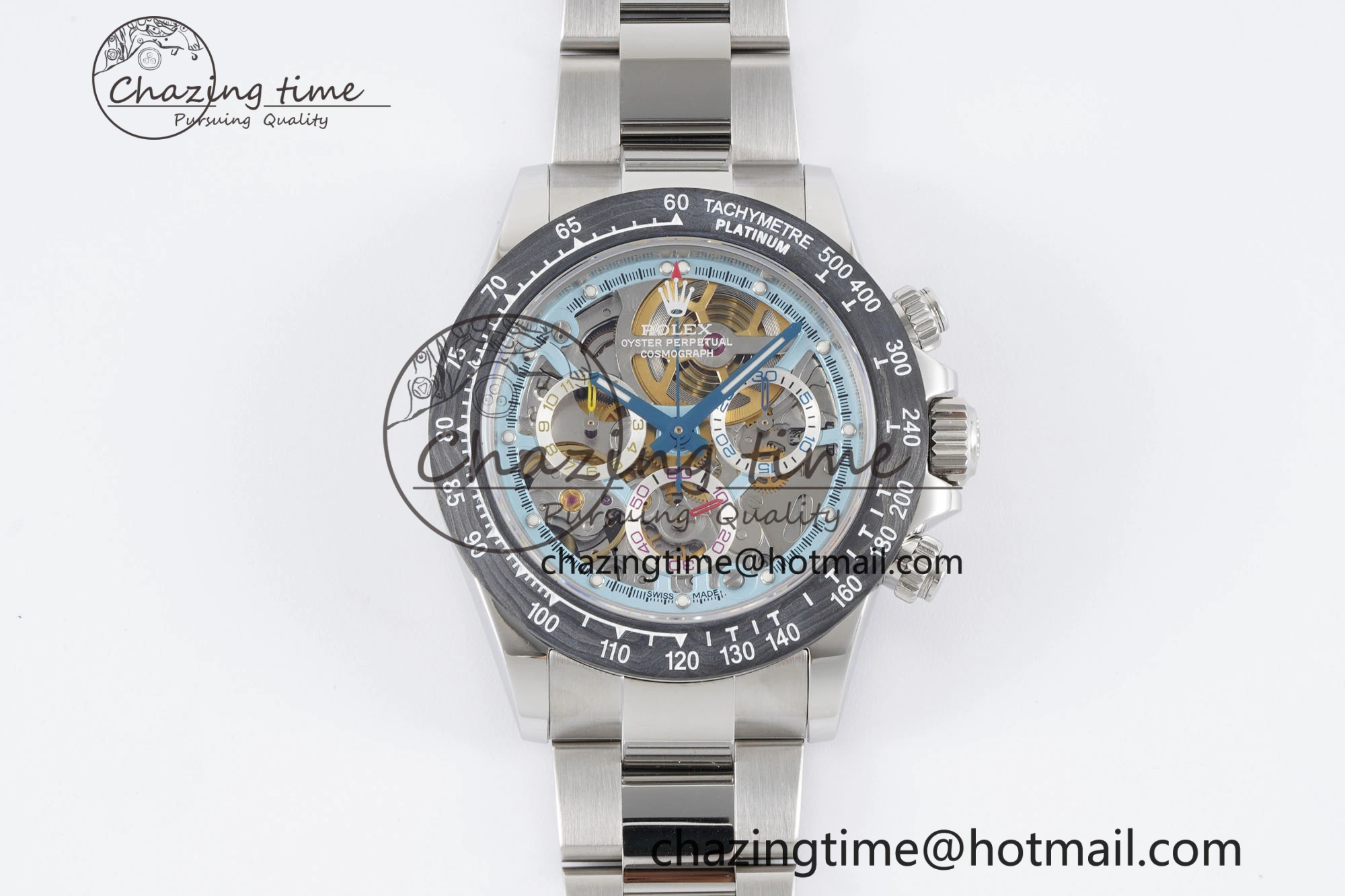Daytona Montoya SONIC Best Edition Carbon Bezel Skeleton Dial on SS Oyster Bracelet SA4130