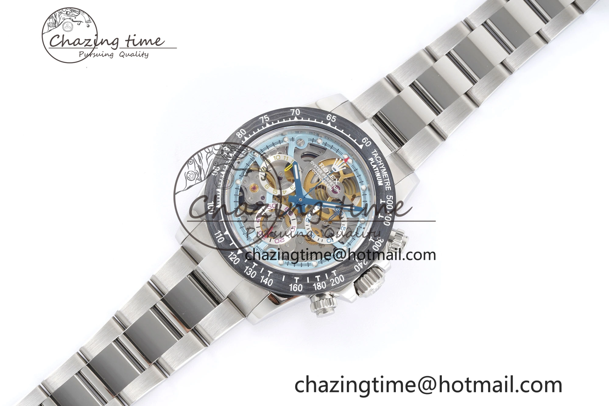 Daytona Montoya SONIC Best Edition Carbon Bezel Skeleton Dial on SS Oyster Bracelet SA4130