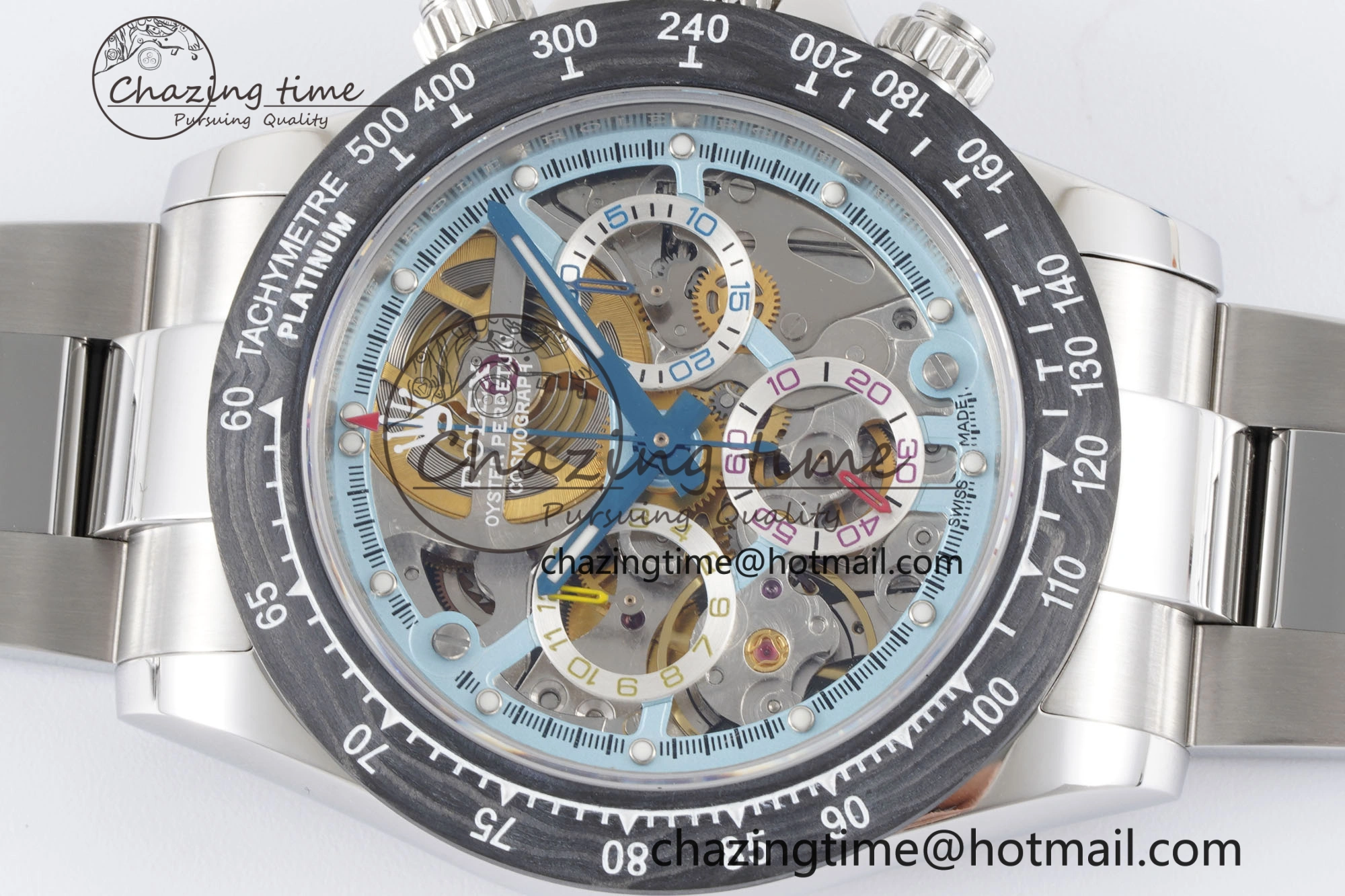 Daytona Montoya SONIC Best Edition Carbon Bezel Skeleton Dial on SS Oyster Bracelet SA4130