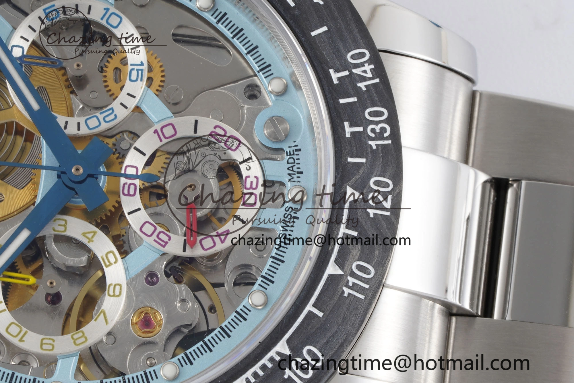 Daytona Montoya SONIC Best Edition Carbon Bezel Skeleton Dial on SS Oyster Bracelet SA4130