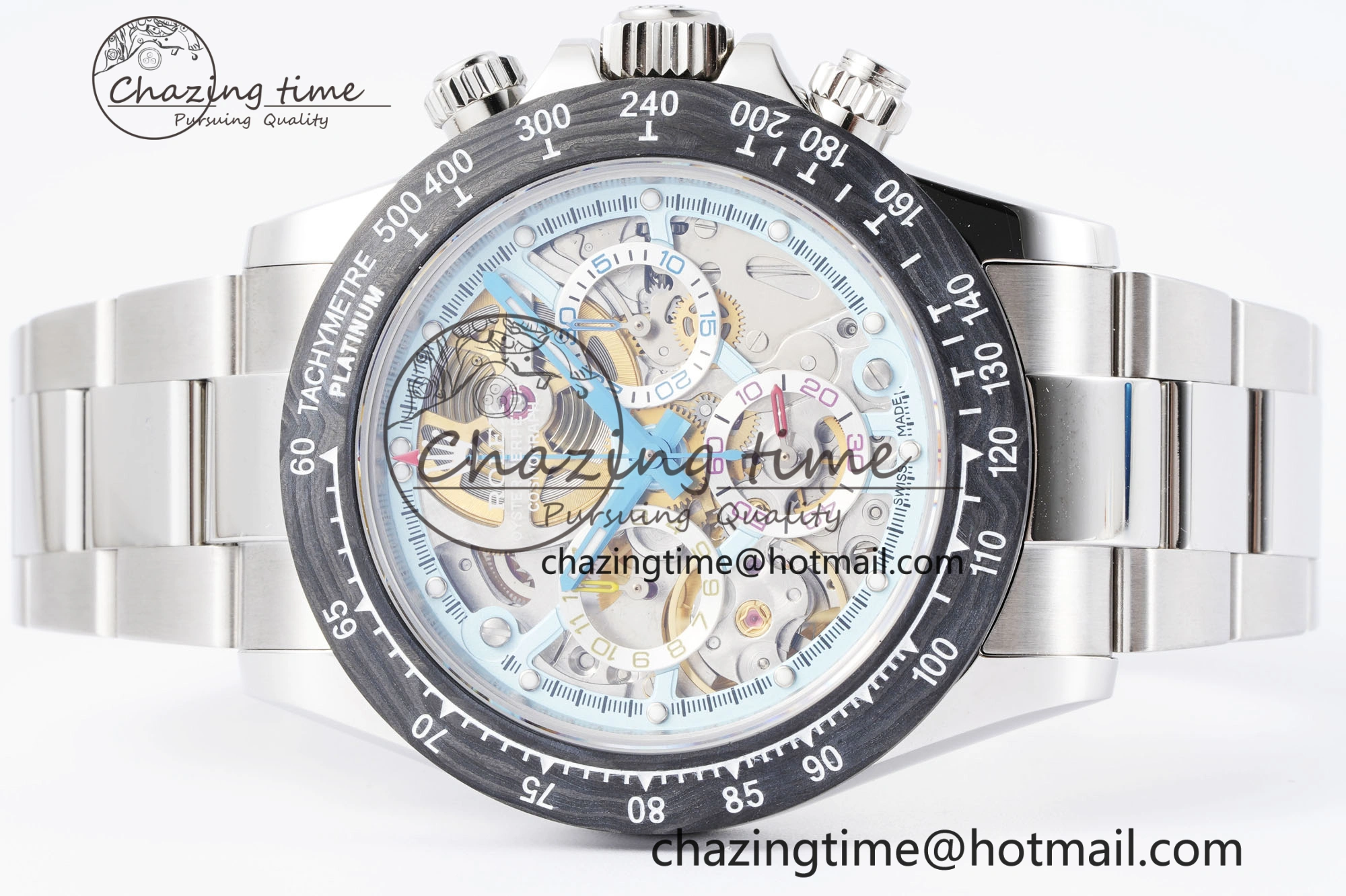Daytona Montoya SONIC Best Edition Carbon Bezel Skeleton Dial on SS Oyster Bracelet SA4130