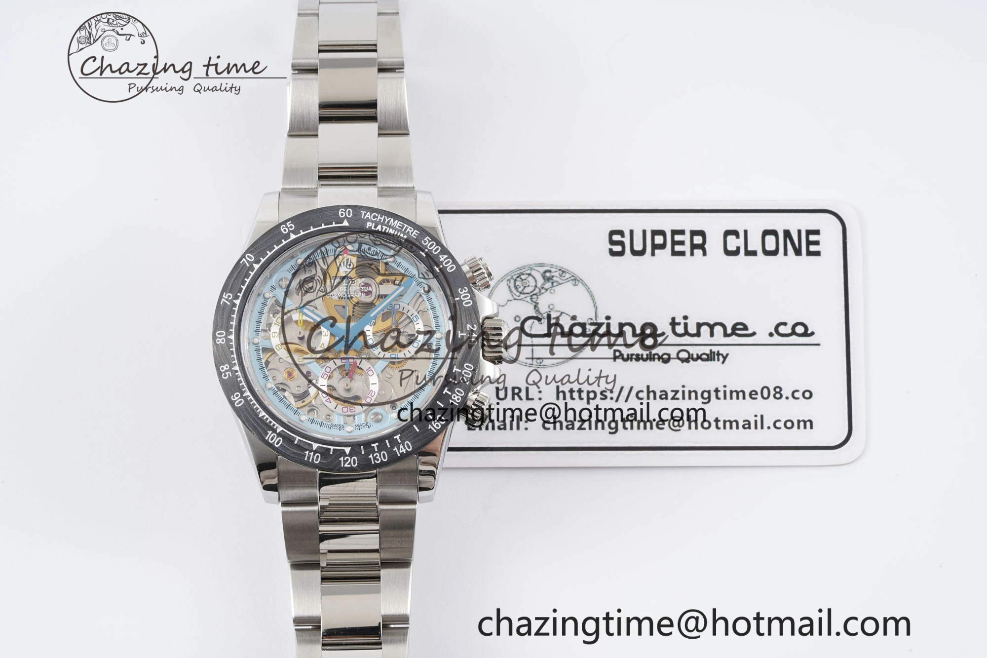 Daytona Montoya SONIC Best Edition Carbon Bezel Skeleton Dial on SS Oyster Bracelet SA4130