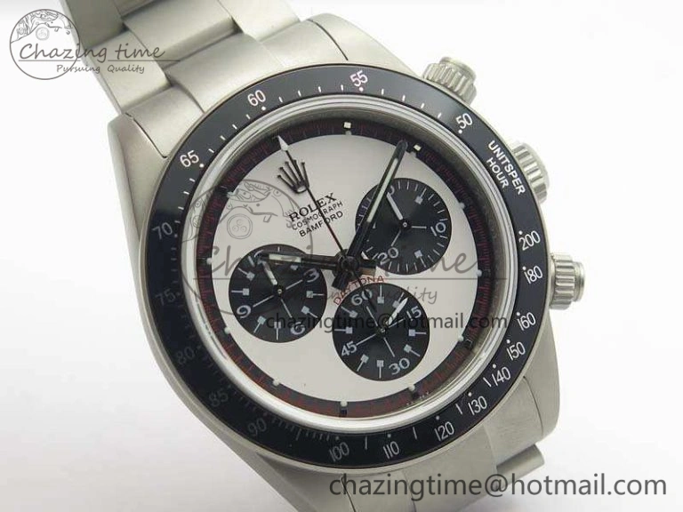 Daytona Newman Sandblasted SS White Black Dial On SS Bracelet A7750