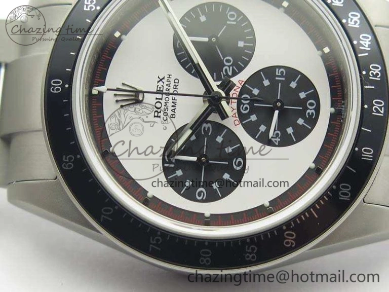 Daytona Newman Sandblasted SS White Black Dial On SS Bracelet A7750