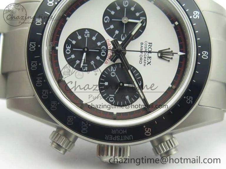 Daytona Newman Sandblasted SS White Black Dial On SS Bracelet A7750