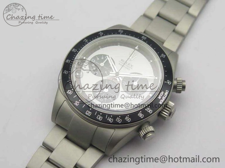 Daytona Newman Sandblasted SS White Black Dial On SS Bracelet A7750
