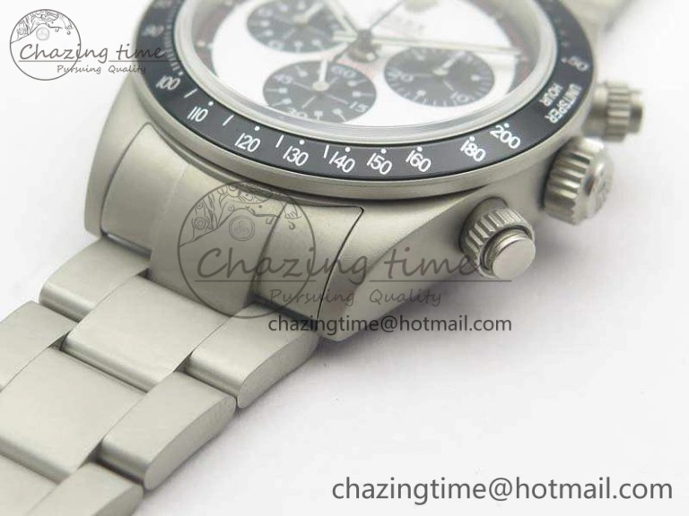 Daytona Newman Sandblasted SS White Black Dial On SS Bracelet A7750