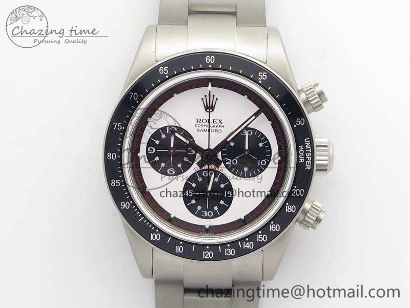 Daytona Newman Sandblasted SS White Black Dial On SS Bracelet A7750