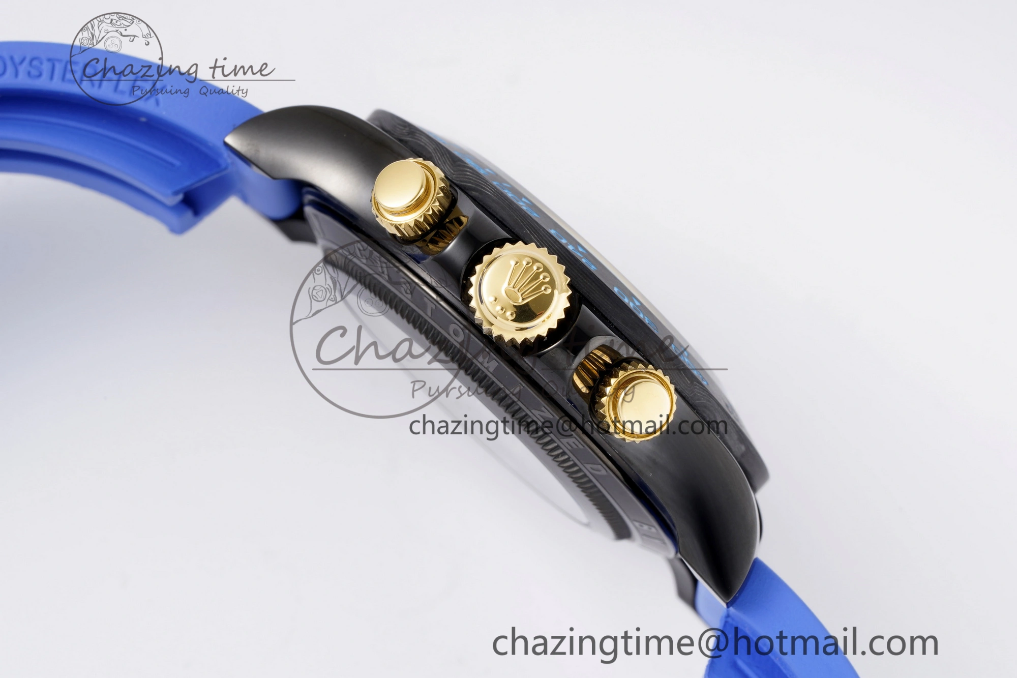 Daytona PVD Carbon Bezel GETF Best Edition Skeleton Blue Dial on Blue Rubber Strap SA4130