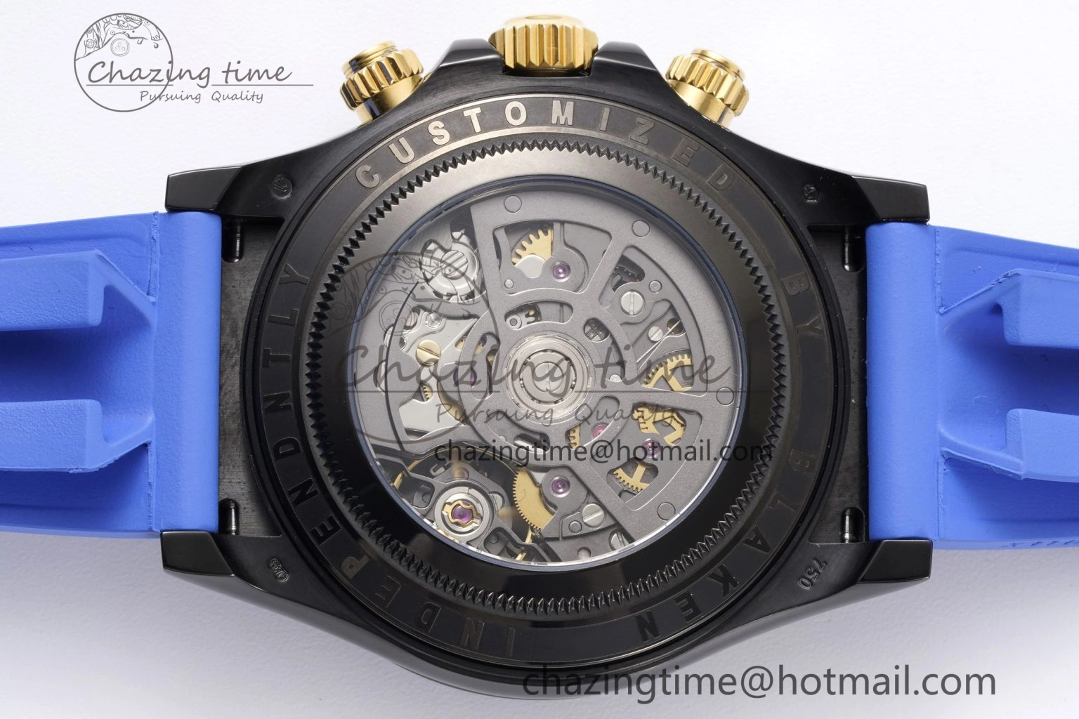 Daytona PVD Carbon Bezel GETF Best Edition Skeleton Blue Dial on Blue Rubber Strap SA4130