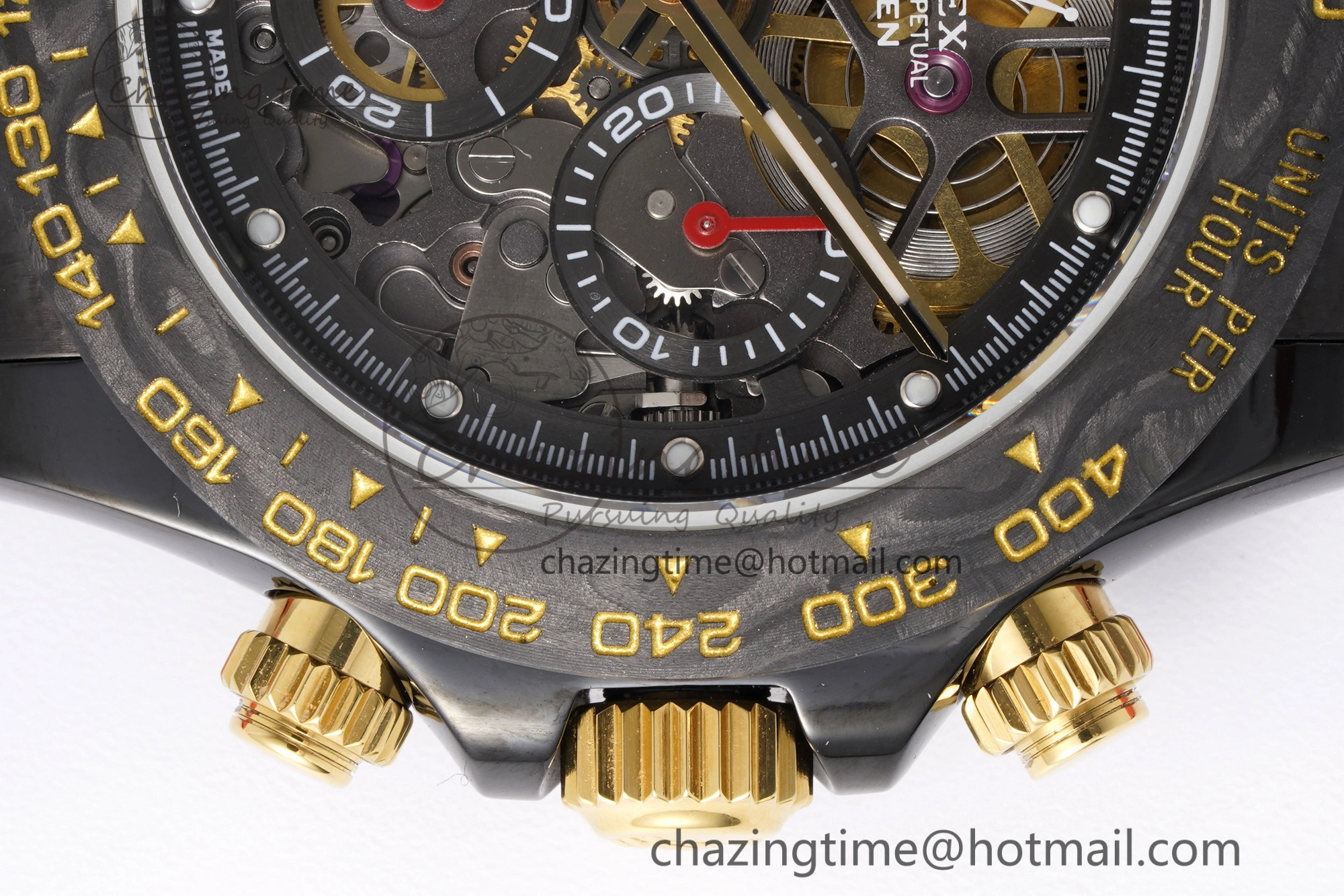 Daytona PVD Carbon Bezel GETF Best Edition Skeleton Red Dial on Red Rubber Strap SA4130