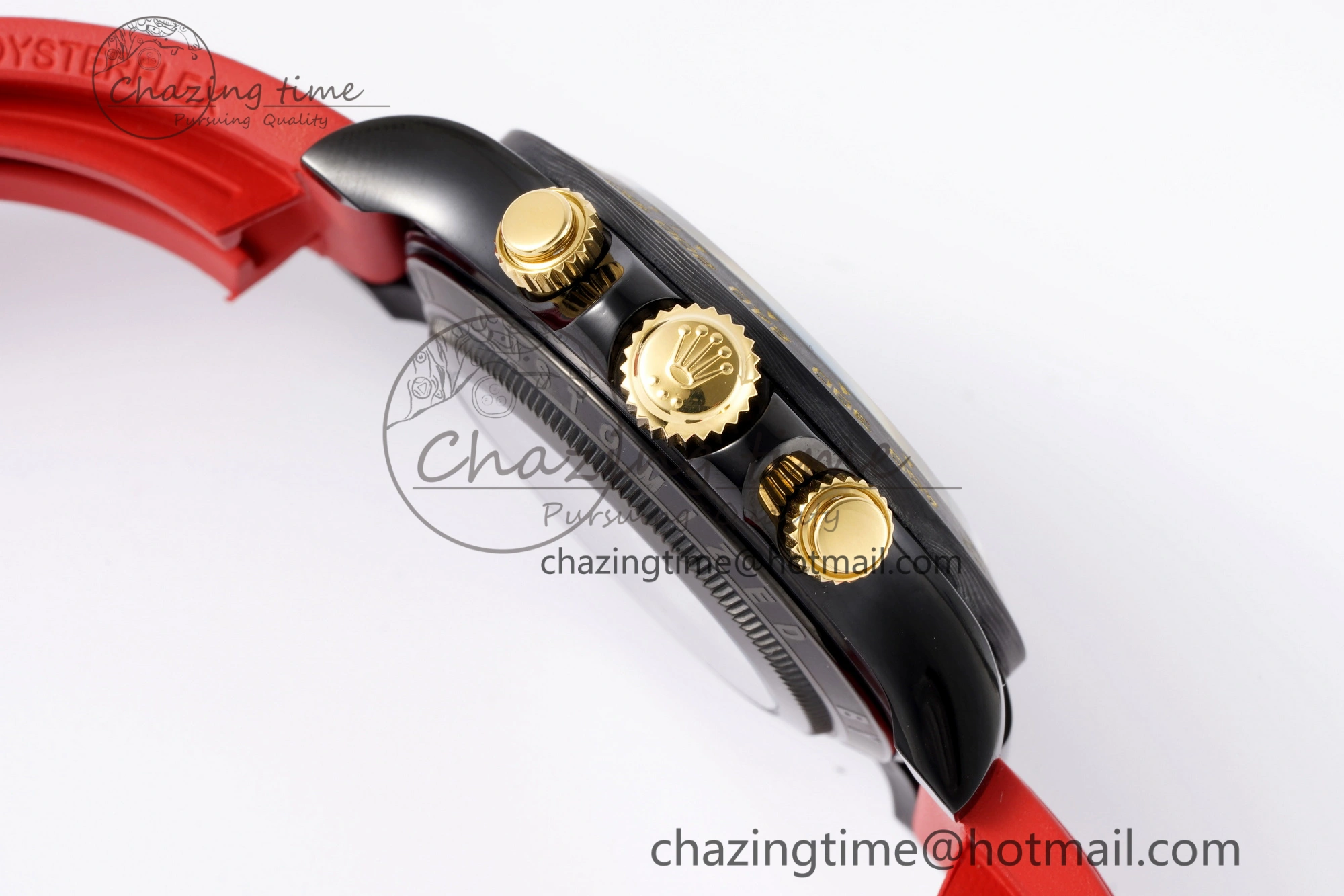 Daytona PVD Carbon Bezel GETF Best Edition Skeleton Red Dial on Red Rubber Strap SA4130