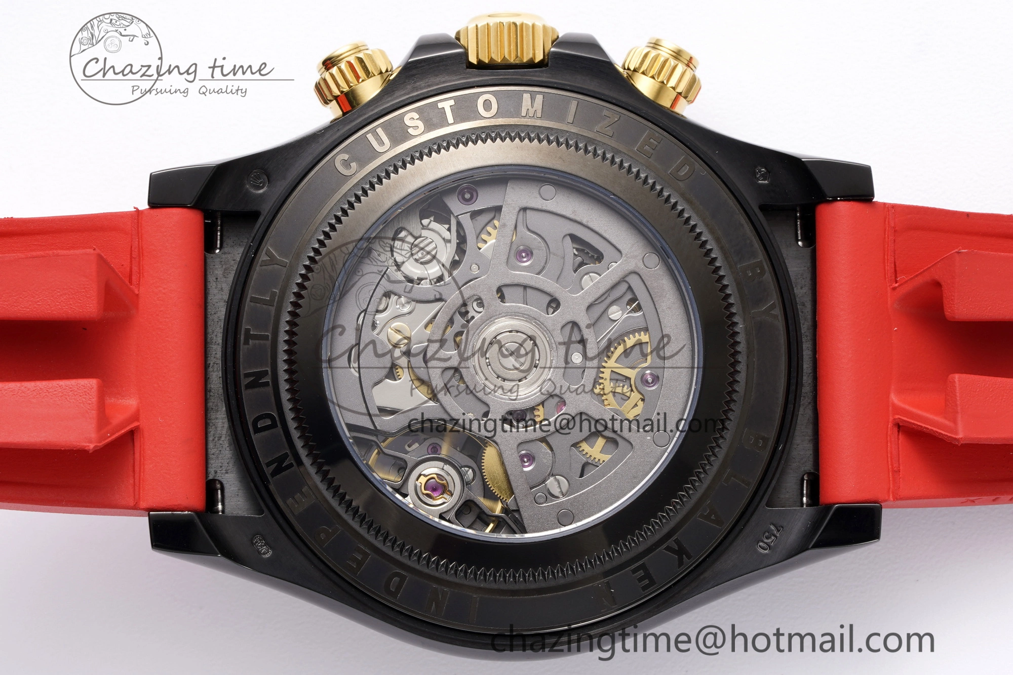 Daytona PVD Carbon Bezel GETF Best Edition Skeleton Red Dial on Red Rubber Strap SA4130