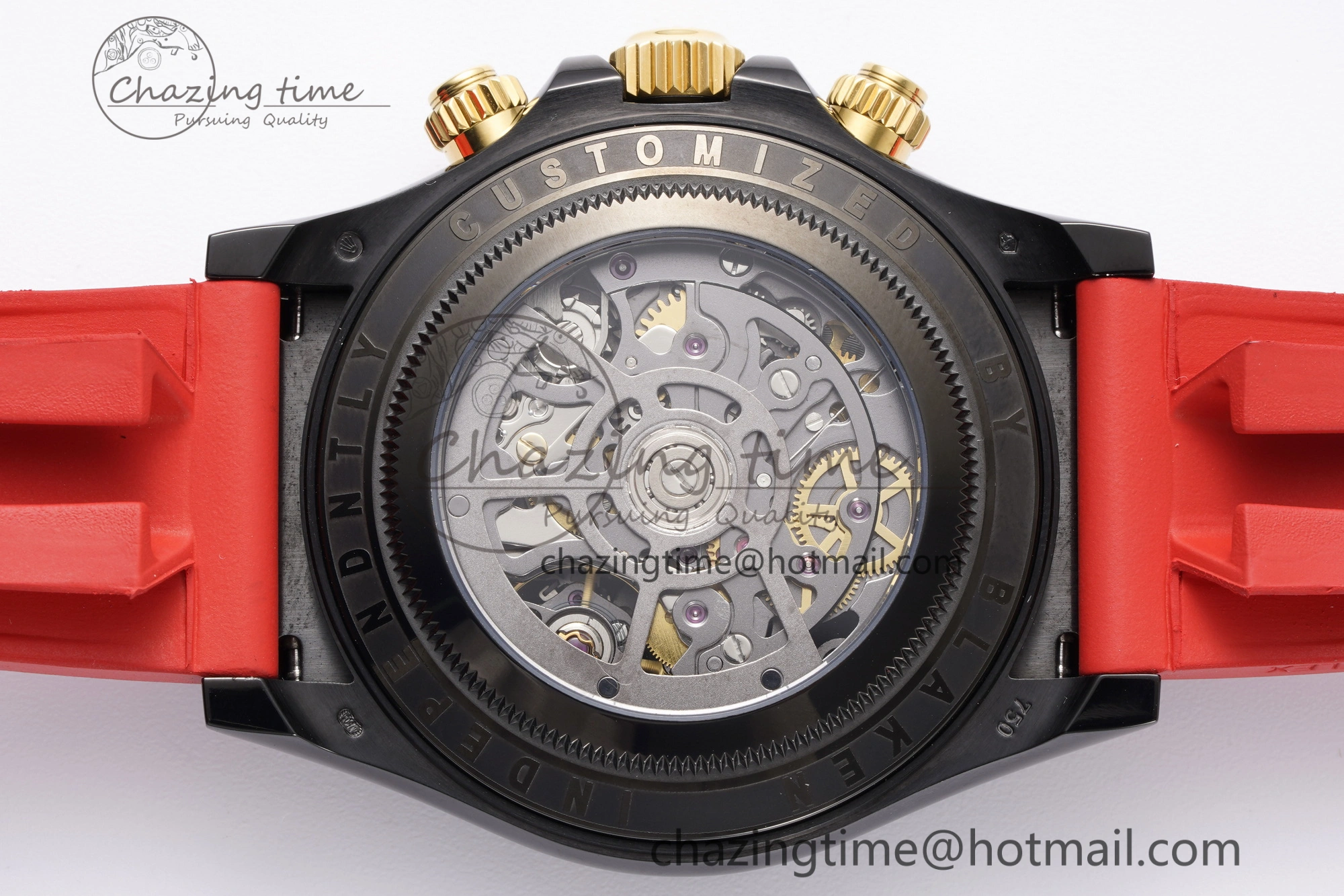 Daytona PVD Carbon Bezel GETF Best Edition Skeleton Red Dial on Red Rubber Strap SA4130