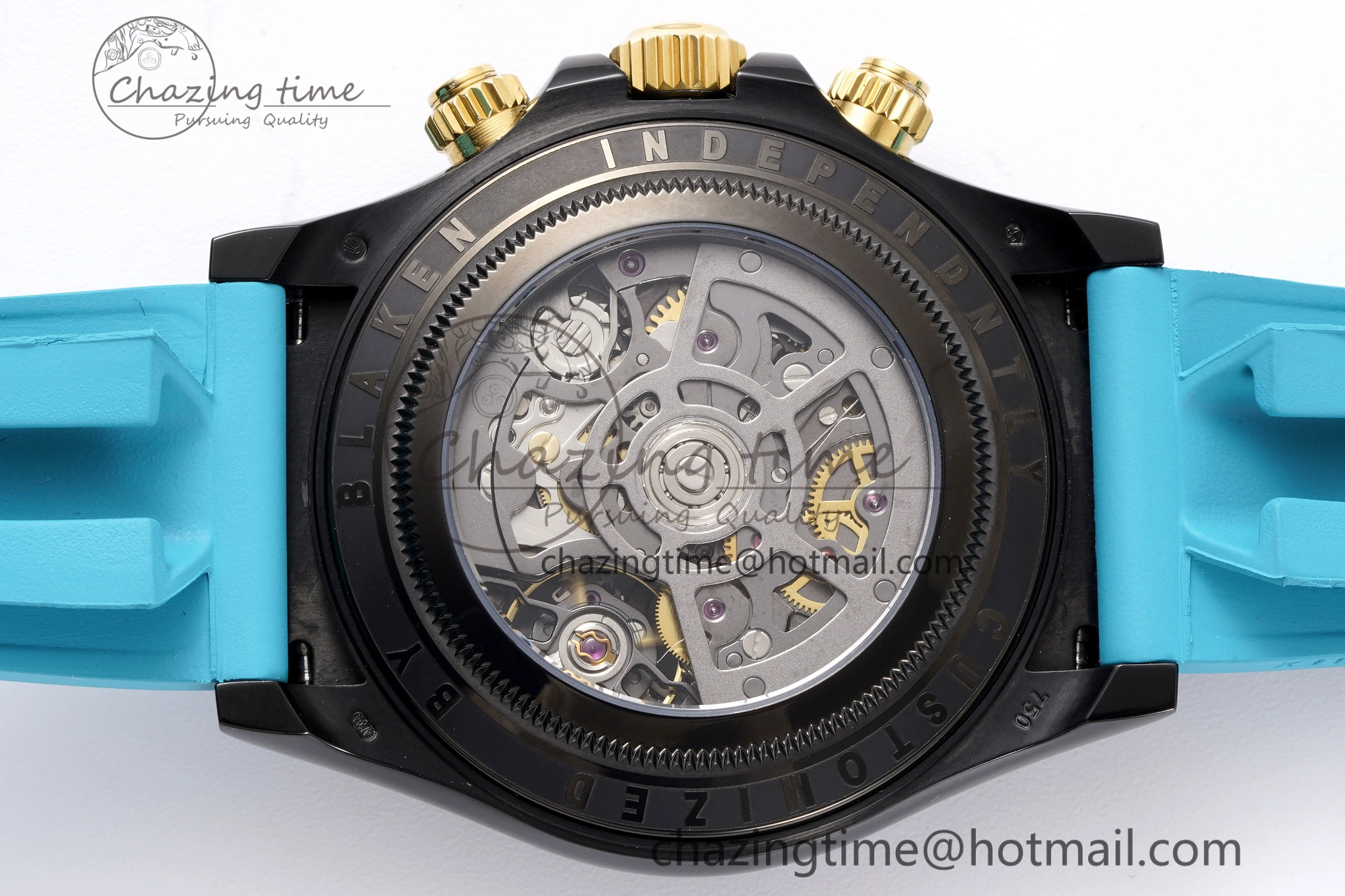Daytona PVD Ceramic Bezel GETF Best Edition Skeleton Cyan Dial on Cyan Rubber Strap SA4130