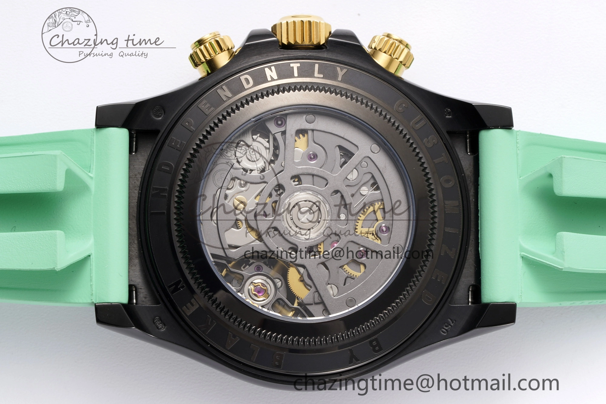 Daytona PVD Ceramic Bezel GETF Best Edition Skeleton Green Dial on Avocado Green Rubber Strap SA4130
