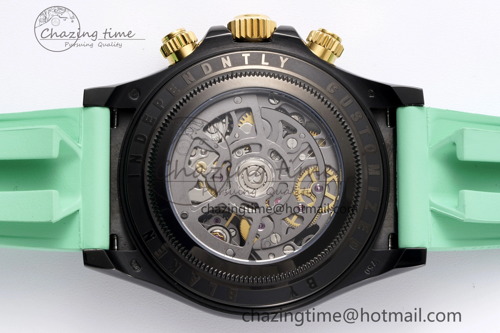 Daytona PVD Ceramic Bezel GETF Best Edition Skeleton Green Dial on Avocado Green Rubber Strap SA4130