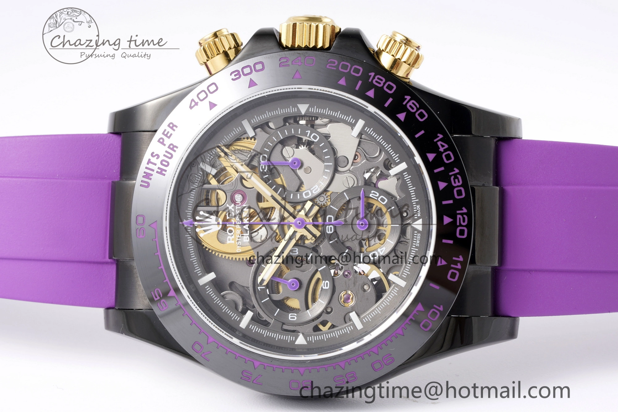 Daytona PVD Ceramic Bezel GETF Best Edition Skeleton Purple Dial on Purple Rubber Strap SA4130